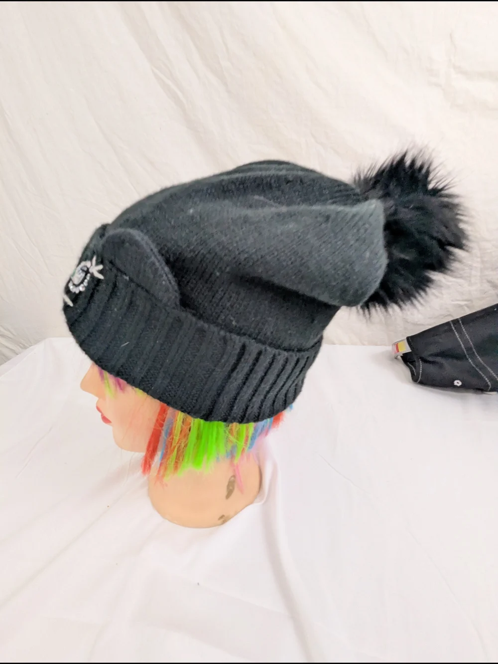 Black Cat Beanie with Crystal Eyes
